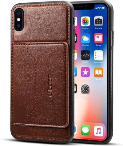 Apple iPhone XS Max TPU Hoesje Donkerbruin met Pashouder
