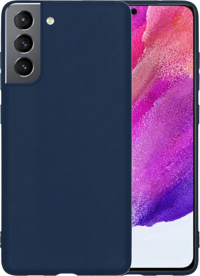 Hoesje - Geschikt voor Samsung Galaxy S21 FE - Sterk & Shockproof - Hoes Cover - Siliconen Case - Telefoonhoesjes - Donkerblauw