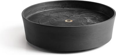 Ecopots Saucer Wheels - Dark Grey - Ø28,7 x H8,3 cm - Ronde donkergrijze onderschotel op wielen met waterreservoir