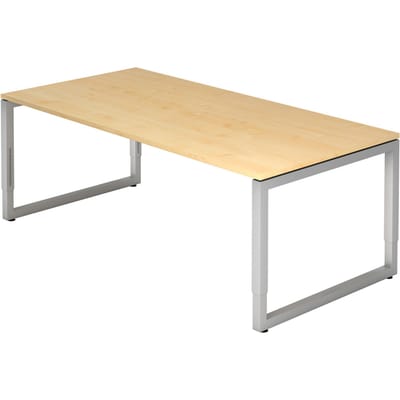 REGO 2E S | Bureau - 200 x 100 Esdoorn/Zilver Tafelhoogte I In hoogte verstelbaar