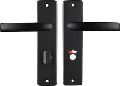 Starx Deurklink Zwart � Deurbeslag � Deurschild met Toiletsluiting (WC63�8) � Deurklink Blok