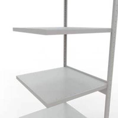 Schulte Lagertechnik MULTIplus 250 boutloos rekkensysteem, boutloze aanbouwstelling, lengte bout, 3000x750x800 mm, 7 legborden, lichtgrijs