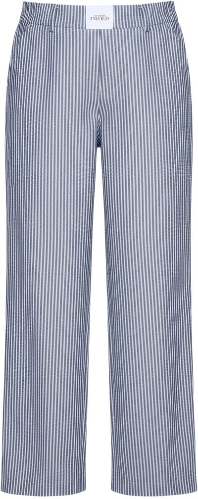 Studio Untold - Dames - Broek wijde pijpen strepen patch elastische tailleband - Marine - Maat 42
