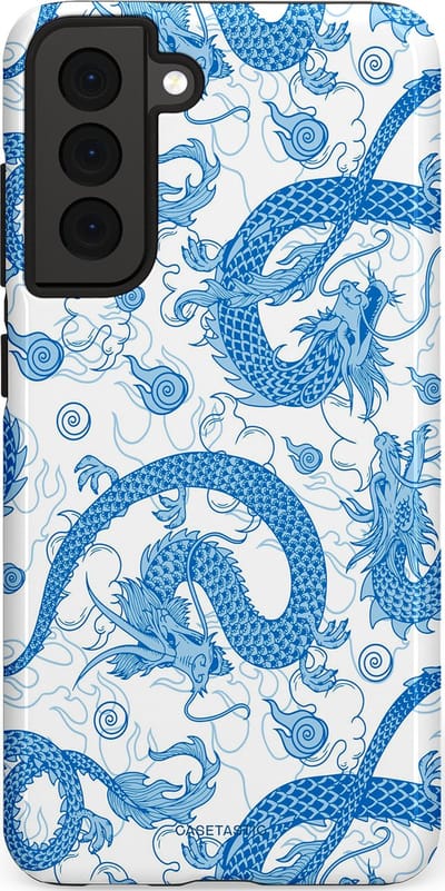 Casetastic Hoesje Geschikt voor Samsung S21 FE - Stijlvolle Beschermende Duo-layer Case - Drakengloed