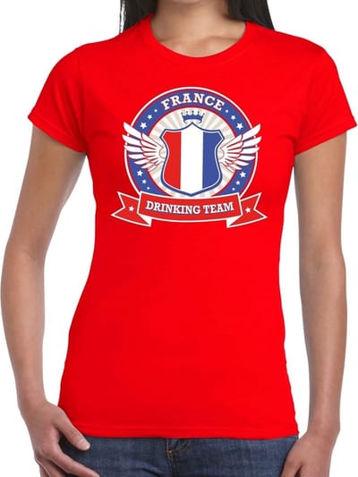 Rood France drinking team t-shirt / t-shirt rood dames - Frankrijk kleding XS