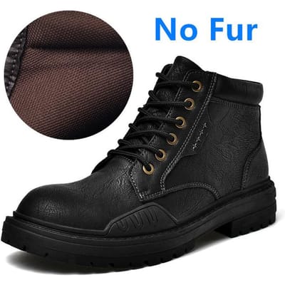 Herenlaarzen Warme Winter Herenschoenen Leer Heren Casual Sneakers Vetersluiting Plateauzolen Mode Warme Sneeuw Motorlaarzen 43 black
