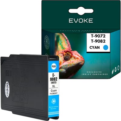 Evoke Compatibele Inkt voor Epson T9072 C13T907240 Cyaan 90 ml 7000 Pagina's Workforce Pro Wf-6090Dw 6090Dtwc 6090D2Twc 6590Dwf 6590Dtwfc 6590D2Twfc