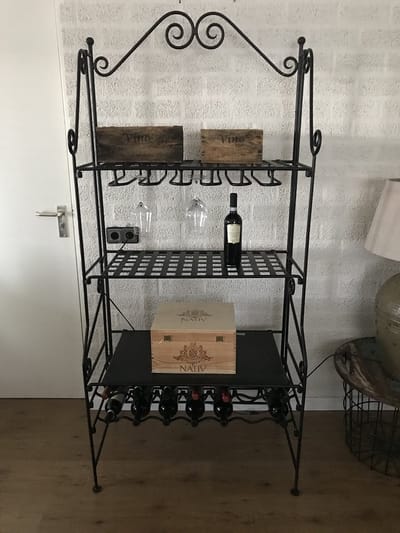 Groot Wijnrek - Mat zwart - Nostalgische kast