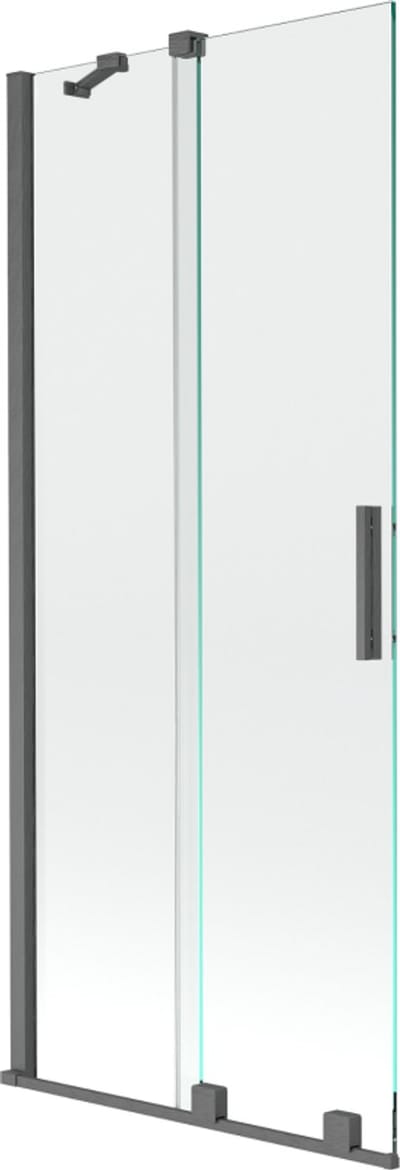 Mexen Velar badwand 2-delig schuifbaar 80 x 150 , transparant, geborsteld gun grijs - 896-080-000-01-66