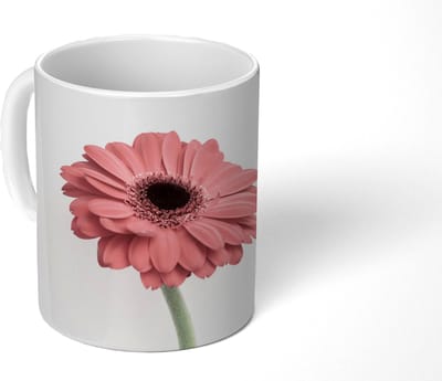 Mok - Koffiemok - Bloemen - Roze - Natuur - Wit - Plant - Mokken - 350 ML - Beker - Koffiemokken - Theemok