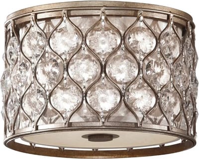 Landelijke Plafondlamp - Steady Lighting - Glas - Landelijk - E27 - L: 31.1cm - Voor Binnen - Woonkamer - Eetkamer - Zilver