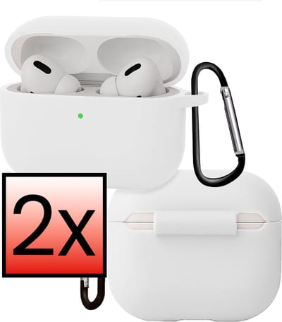 Hoes - Geschikt voor Apple Airpods Pro 3 - Siliconen Hoesje met Clip - Silicone Case Cover - Wit