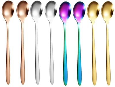 Dailygoods - Hoogwaardige roestvrijstalen koffielepels 8 stuks, roestvrijstalen lepels, lepelset, roestvrij staal, meerkleurig