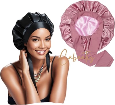 Cabantis® Luxe Satin Bonnet – Voor Krullen & Stijl Haar | Dubbelzijdig, Comfort Fit & Anti-Pluis - Soft Pink & Lichtroze