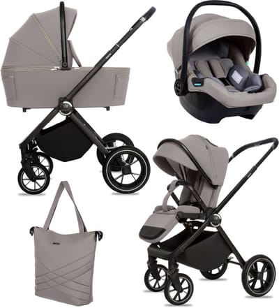 BabyLux® Kinderwagen 3in1 Set GAVIA, Opvouwbare Lichtgewicht Kinderwagenset Incl. Reiswieg, Buggy, I-Size Baby-Autostoeltje, Luiertas En Meer Accessoires, 4 Ligstanden, 0-22kg, Uv-Bescherming 50+