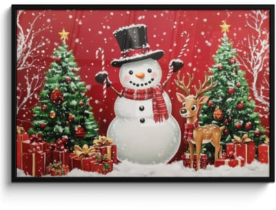 Poster in lijst - Fotolijst 120x80 cm - Posters - Feestvreugde - Winterbos - Kleurrijk - Posterlijst zwart - Decoratie - Wanddecoratie woonkamer - Muurdecoratie slaapkamer