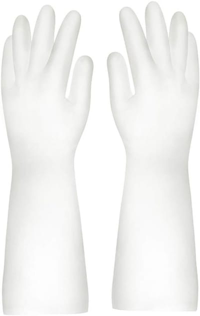 Herbruikbare non-slip rubberen schoonmaakhandschoenen voor keuken en badkamer, wit, ideaal voor afwas en schoonmaken