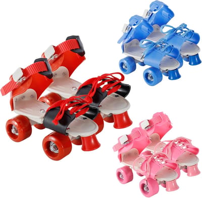 Rolschaatsen voor kinderen - Quad skates - Buiten spelen - Over schoenen te dragen - Verstelbaar - Rood