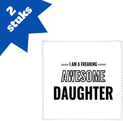 Akyol - i am a freaking awesome daughter brillendoekjes - Dochter - de meest geweldigste dochter - verjaardagscadeau - verjaardag - cadeau - cadeautje voor dochter - dochter artikelen - kado - geschenk - gift - 17,8 bij 17,8 cm - 2 stuks