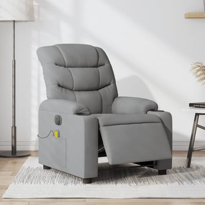 vidaXL - Massagestoel - elektrisch - verstelbaar - stof - lichtgrijs