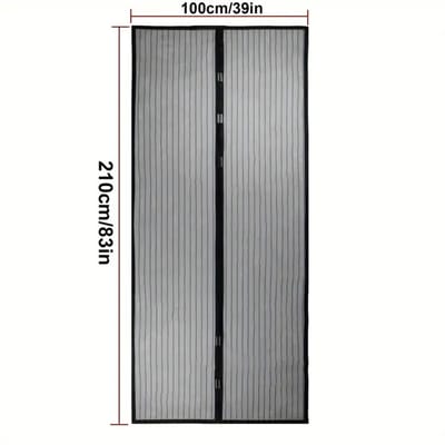 Deluxe Polyester Deurgordijn - Magnetisch Automatisch Sluitend Vliegengordijn - Anti-Muggen Net - Insectenhor -Wasbaar Muggennet - Zwart - 100x210cm Eenvoudige Montage - Zomerproof - Fris & Insectvrij