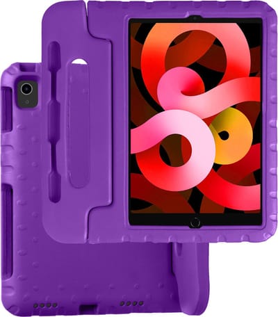 Hoesje Geschikt voor Apple iPad Air 5 (2022) - 10.9 inch - 5e Generatie - M1 - Kinderhoes Shockproof Bumper - Kidsproof Case - Tablet Hoes - Kinder Hoes Cover - Paars