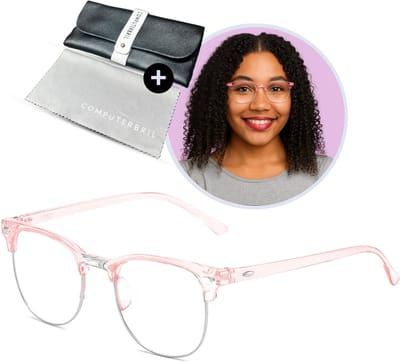 computerbril.shop® Vintage Computerbril - Zonder Sterkte - Zalm Roze met zilver montuur - Blauw Licht Filter Bril - Blue Light Glasses - Beeldscherm bril - Anti blauw licht - Unisex - Game bril - Bril tegen vermoeide ogen - Bril computer tv schermen