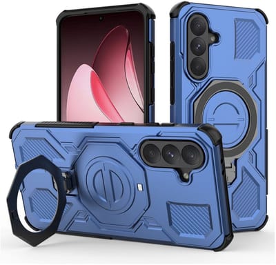 Hoesje geschikt voor Samsung Galaxy A56 | Compatibel met MagSafe / Qi2 | 360° Draaibare Magnetische Standaard | Back Cover Kickstand Ring | Blauw
