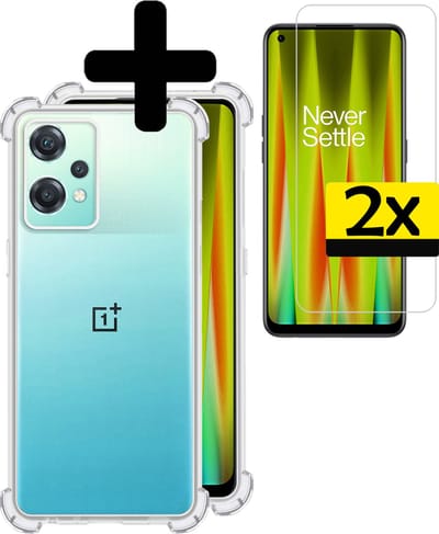 Hoesje - Met Screenprotector - 2 Stuks - Geschikt voor OnePlus Nord CE 2 Lite - Sterk & Shockproof - Siliconen Case - Back Cover - Telefoon Hoes - Shock Proof - Telefoonhoesjes - Transparant