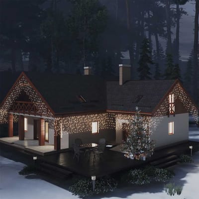 vidaXL - Lichtgordijn - met - 400 - LED's - en - 8 - functies - 10 - m - warmwit