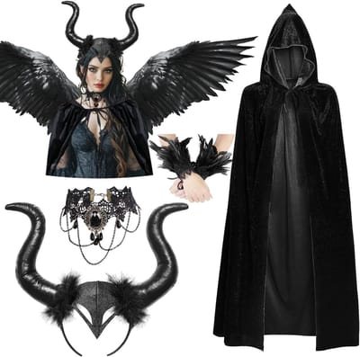 Maleficent Kostuum voor Vrouwen met Duivels Hoofdband - Perfect voor Carnaval en Themafeesten