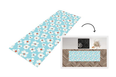 Keukenloper 150x50 cm - Keukenmat vinyl Waterverf - Bloemen - Patroon - Keukenmatten loper - Keuken vloerkleed tapijt