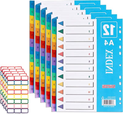 Set van 5 kleurrijke stevige PP tabs en praktische A4 omslag van stevig papier voor het organiseren van kantoorbestanden en documenten