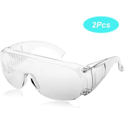 2 stuks Plastic Veiligheidsbril Volledig Frame Oogbescherming Transparante Veiligheidsbril white