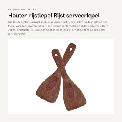 Dailygoods- Rijstlepel Houten - Rijstserveerlepel - Rijstspatel - Rijstpeddel - Keukenaccessoire - Duurzaam Hout - Keukenlepel