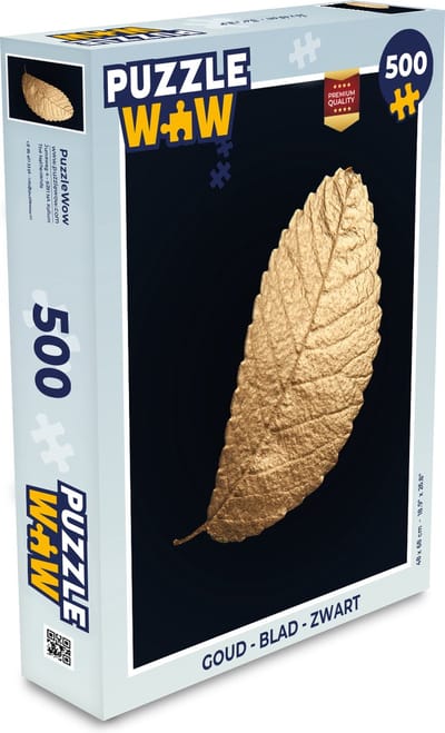 Puzzel Goud - Bladeren - Zwart - Planten - Luxe - Natuur - Legpuzzel - Puzzel 500 stukjes