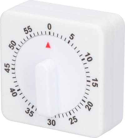 Vierkante kooktimer - Kookwekker - Keukenwekker - Klok - Keuken - Wekker - Analoog - Tot 60 minuten! - Wit