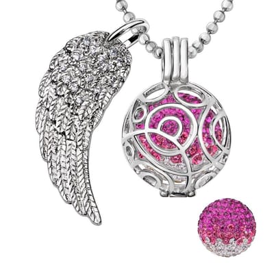 Engelenroeper 18mm Bolhouder met Ketting 90cm en Bolletje - Dames - Zilverkleurig Cirkels - EBS18016