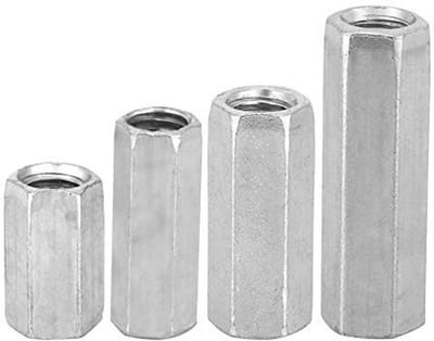 Dailygoods- Koppelingsmoeren 10 Stuks - Hex Moeren - Koolstofstaal - Bevestigingen - Corrosiebestendig - Lange Stang
