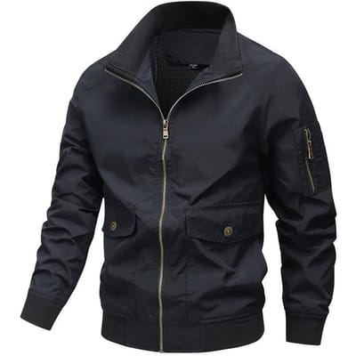 Heren Lente- en Herfstjas Casual Jas Outdoor Cargo Pilotenjack Heren Losse Opstaande Kraag Shirt 5XL black