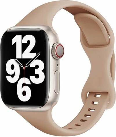 By Qubix - Geschikt voor Apple Watch bandje - Siliconen sportbandje Slim Fit - Cappuccino - Geschikt voor Apple Watch 44mm / 45mm / 46mm / 49mm (Ultra 1,2 en 3) - siliconen sport bandje - smartwatchbandje