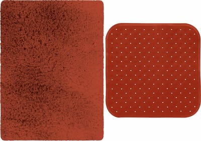 MSV Douche anti-slip/droogloop matten - Venice badkamer set - rubber/microvezel - terracotta