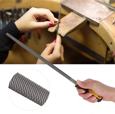 Vijl Ronde Vijl T12 Carbon Tool Steel Pp Trp 12In Ronde Molen Stalen Vijlrasp met Handvat Slijpgereedschap voor Metalen Projecten (12 inch ronde vijl met grove tanden en handvat)