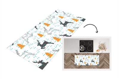 Keukenloper - Loper keuken - Hert - Patroon - Boom - 120x50 cm - Keukenloper vinyl