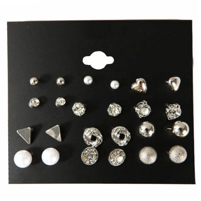 Fako Bijoux® - Oorbellen - Zilverkleurig - Set - 12 Paar