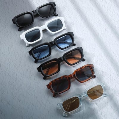 6-delige Set Modieuze Heren Vierkante Brillen Retro Brillen met Brede Rand Zijn Perfect voor Dagelijks Gebruik Muziekfestival Cadeaus gray