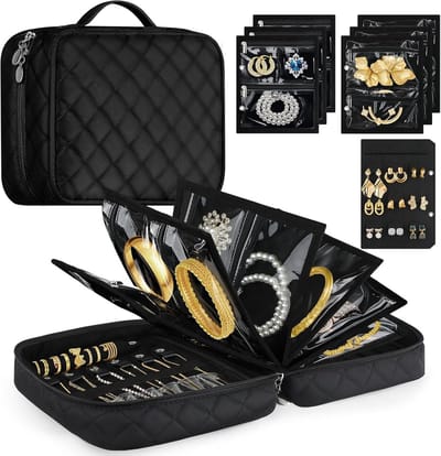 Reis Sieraden Etui met Rits en Vakjes - Compacte Opberger voor Oorbellen, Kettingen, Ringen en Horloges