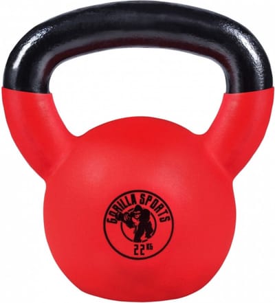 Gorilla Sports Kettlebell - Gietijzer - Vinyl - Gewicht - Rood - 22 kg