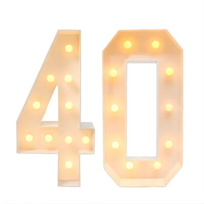 Oplichtende cijfers – Voor 50e verjaardagsfeestje of jubileum – Grote LED-verlichting, vintage stijl – 99 cm, 40