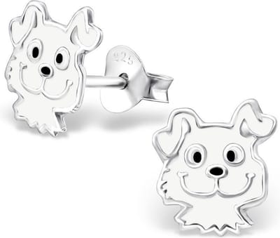 Princess Oorbellen Hondje - 925 Zilver E-Coating - Dier - 9x8mm